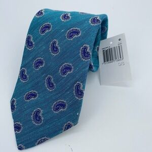 Eton Tie Mens One Size Blue Paisley Silk Classic Luxury Professional Necktie NWT